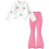 image:imageSOLY HUX Girls 2 Piece Outfits Cherry Long Sleeve T Shirt and Flare Pants Set Cute Fall ClothesPink and White