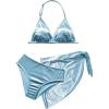 image:imageSOLY HUX Girls Summer Swimsuit Set Floral Halter Triangle Bikini Set with Wrap Skirts BeachwearPlain Blue