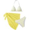 image:imageSOLY HUX Girls Summer Swimsuit Set Floral Halter Triangle Bikini Set with Wrap Skirts BeachwearWhite Yellow Floral