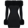 image:imageSOLY HUX Womens Bodycon Mini Dress Off The Shoulder Contrast Faux Fur Long Sleeve DressesPure Black