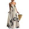 image:imageSOLY HUX Womens Boho Floral Print Backless Maxi Dress Tie Front Deep V Neck Sleeveless A Line Flowy DressesBeige Floral