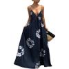 image:imageSOLY HUX Womens Boho Floral Print Backless Maxi Dress Tie Front Deep V Neck Sleeveless A Line Flowy DressesDark Blue Print