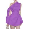 image:imageSOLY HUX Womens Mini Dress Off The Shoulder Sleeveless Tie Shoulder A Line Flared Party DressesSolid Purple