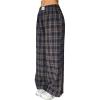 image:imageSOLY HUX Womens Plaid Pants Wide Leg Elastic Waist Lounge Baggy Sweatpants Casual BottomsBrown Plaid