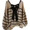image:imageSOLY HUX Womens Plus Size Bow Sweater Striped Sweater with Bows Back Off The Shoulder Knit Tops Fall ClothesKhaki Striped