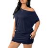 image:imageSOLY HUX Womens Plus Size Off The Shoulder Short Sleeve Tshirt Dress Summer Bodycon Party Mini DressesDark Blue