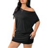 image:imageSOLY HUX Womens Plus Size Off The Shoulder Short Sleeve Tshirt Dress Summer Bodycon Party Mini DressesSolid Black