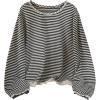image:imageSOLY HUX Womens Plus Size Striped T Shirt Long Sleeve Crew Neck Tassel Hem Tee Casual Fall TopsBlack and White Striped