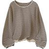 image:imageSOLY HUX Womens Plus Size Striped T Shirt Long Sleeve Crew Neck Tassel Hem Tee Casual Fall TopsBrown Striped