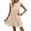 image:imageSOLY HUX Womens Sleeveless Tank Dress Round Neck Ruffle Hem Casual Jacquard Hem Smock Summer Mini Dresses for WomenPlain Cream