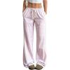 image:imageSOLY HUX Womens Striped Drawstring Pants Straight Leg Casual Lounge Pajama Pants Boxer Bottoms Y2k Trousers with PocketSolid Pink