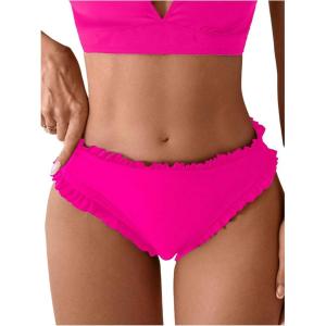 image:imageSOLY HUX Bikini Bottoms for Women Frill Trim Swimsuit Bottom Summer Beach Swim BriefsSolid Hotpink