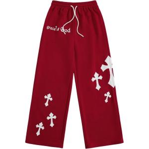 image:imageSOLY HUX Boys Graphic Sweatpants Y2k Gothic Elastic Waist Straight Leg Baggy Pants StreetwearRed