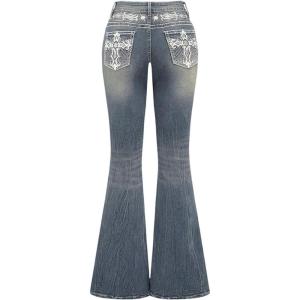 image:imageSOLY HUX Womens Bell Bottom Jeans Embroidery Y2k Stretch Flare Denim PantsLight Wash