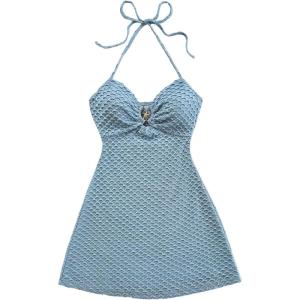 image:imageSOLY HUX Womens Cut Out Tie Backless Halter Dress Sleeveless Mini Beach Vacation DressesPlain Blue