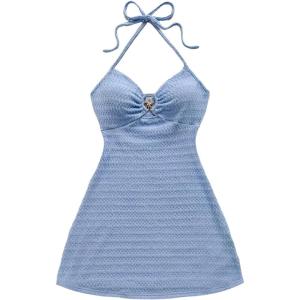 image:imageSOLY HUX Womens Cut Out Tie Backless Halter Dress Sleeveless Mini Beach Vacation DressesPlain Light Blue