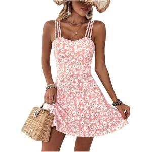 image:imageSOLY HUX Womens Floral Print Cami Dress Spaghetti Strap A Line Flowy Summer Mini Dresses SundressPink Floral
