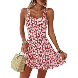 image:imageSOLY HUX Womens Floral Print Cami Dress Spaghetti Strap A Line Flowy Summer Mini Dresses SundressRed Floral