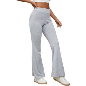 image:imageSOLY HUX Womens High Waisted Flared Yoga Pants Bell Bottom Casual Sweatpants TrousersLight Grey