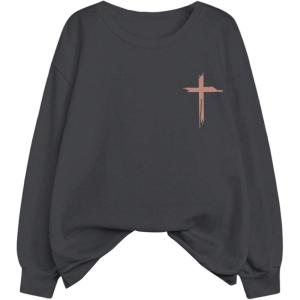 image:imageSOLY HUX Womens Plus Size Oversized Sweatshirt Letter Graphic Long Sleeve Crewneck Baggy Pullover ShirtsDark Grey Graphic