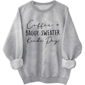 image:imageSOLY HUX Womens Plus Size Oversized Sweatshirt Letter Graphic Long Sleeve Crewneck Baggy Pullover ShirtsLight Grey