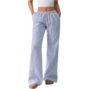 image:imageSOLY HUX Womens Striped Drawstring Pants Straight Leg Casual Lounge Pajama Pants Boxer Bottoms Y2k Trousers with PocketRoyal Blue
