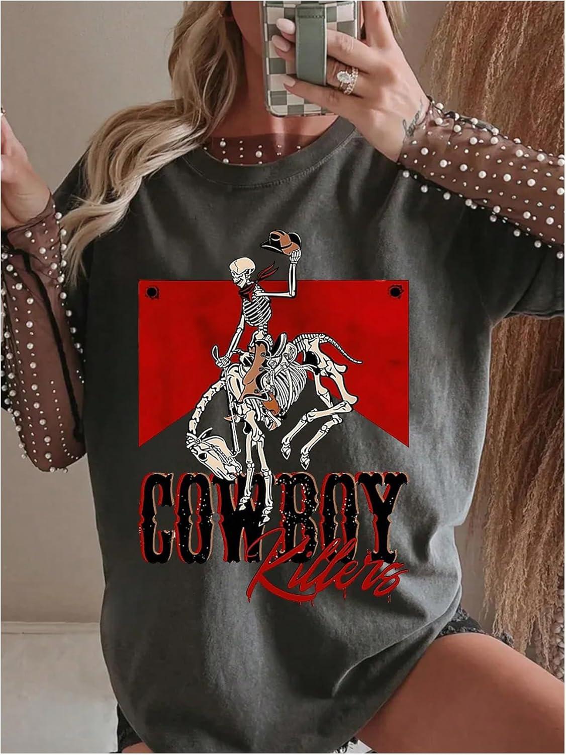 image:imageSOLY HUX Womens Summer Vintage Graphic Tees Short Sleeve Oversized T Shirt Western Rodeo Country Concert TopsDark Grey Letter