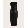 image:imageSOLY HUX Sexy Faux Leather Dress for Women Bodycon Strapless Party Club Midi Long Tube DressesBlack