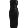 image:imageSOLY HUX Sexy Faux Leather Dress for Women Bodycon Strapless Party Club Midi Long Tube DressesBlack
