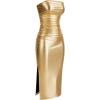 image:imageSOLY HUX Sexy Faux Leather Dress for Women Bodycon Strapless Party Club Midi Long Tube DressesPure Gold