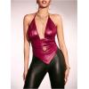 image:imageSOLY HUX Womens Deep V Neck Cut Out Halter Top Tie Backless Asymmetrical Hem Summer TopsSolid Burgundy