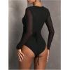image:imageSOLY HUX Womens Deep V Neck Long Sleeve Bodysuits One Piece Leotard Party Tee TopsPure Black