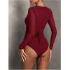 image:imageSOLY HUX Womens Deep V Neck Long Sleeve Bodysuits One Piece Leotard Party Tee TopsPure Burgundy