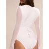 image:imageSOLY HUX Womens Deep V Neck Long Sleeve Bodysuits One Piece Leotard Party Tee TopsPure White