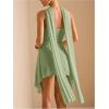 image:imageSOLY HUX Womens Deep V Neck Ruffle Mesh Dress Spaghetti Strap Asymmetrical Mini Dresses with ScarfPure Mint Green