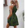 image:imageSOLY HUX Womens Floral Halter Mini Dress Boho Sleeveless Flowy Beach Vacation SundressArmy Green Printed