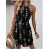 image:imageSOLY HUX Womens Floral Halter Mini Dress Boho Sleeveless Flowy Beach Vacation SundressBlack Print