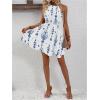 image:imageSOLY HUX Womens Floral Halter Mini Dress Boho Sleeveless Flowy Beach Vacation SundressBlue and White