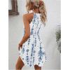 image:imageSOLY HUX Womens Floral Halter Mini Dress Boho Sleeveless Flowy Beach Vacation SundressBlue and White