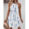 image:imageSOLY HUX Womens Floral Halter Mini Dress Boho Sleeveless Flowy Beach Vacation SundressBlue and White