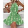 image:imageSOLY HUX Womens Floral Halter Mini Dress Boho Sleeveless Flowy Beach Vacation SundressGreen Printed