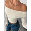 image:imageSOLY HUX Womens Floral Lace Off The Shoulder Tees Long Sleeve Shirts Tight Fitted Going Out TShirt Crop TopsSolid White