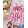 image:imageSOLY HUX Womens Floral Print Tie Front Tube Top Strapless Sleeveless Ruffle Hem Summer Bandeau TopsPink Floral