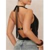 image:imageSOLY HUX Womens Halter Top Cut Out Draped Front Sleeveless Tie Backless Crop Tank TopsSolid Black