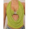 image:imageSOLY HUX Womens Halter Top Cut Out Draped Front Sleeveless Tie Backless Crop Tank TopsSolid Green