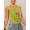 image:imageSOLY HUX Womens Halter Top Cut Out Draped Front Sleeveless Tie Backless Crop Tank TopsSolid Green