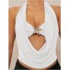 image:imageSOLY HUX Womens Halter Top Cut Out Draped Front Sleeveless Tie Backless Crop Tank TopsSolid White