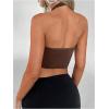 image:imageSOLY HUX Womens Halter Top V Neck Sleeveless Split Hem Backless Y2k Crop Tank TopsSolid Brown