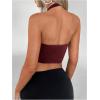image:imageSOLY HUX Womens Halter Top V Neck Sleeveless Split Hem Backless Y2k Crop Tank TopsSolid Burgundy