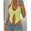image:imageSOLY HUX Womens Halter Top V Neck Sleeveless Split Hem Backless Y2k Crop Tank TopsSolid Mint Green
